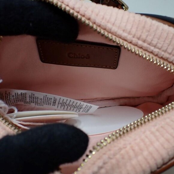 NWT CHLOÉ Light Pink Ribbed Bag With Logo - Picture 13 of 16